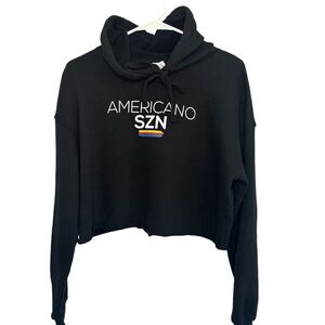 Dutch Bros VINTAGE Black SMALL “Americano Szn” Cropped Hoodie Yellow Red Blue DB